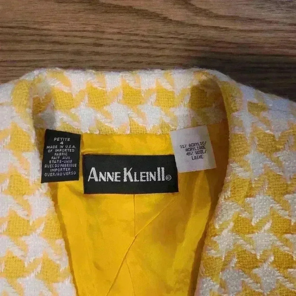 Yellow Houndstooth Vintage Anne Klein II Jacket - Picture 6 of 9